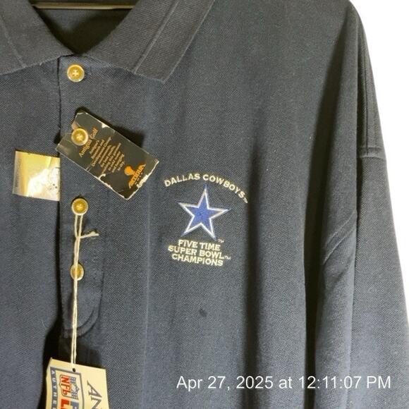 Antigua Size XXL Polo Dallas Cowboys Five Time Superbowl Champions Navy Blue New - Picture 3 of 8